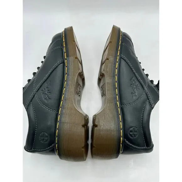 RARE DAISY Dr. Martens Chunky Platform Black Leather 12283 Oxford Boot WMS Sz 7 - Picture 2 of 12